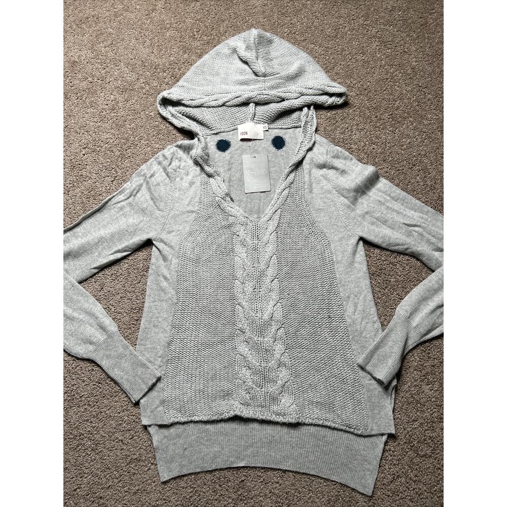 NWT Anthropologie Flip Side Hoodie XS Gray Polka Dot Back Wool Cashmere Blend